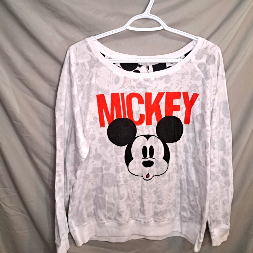 ⚡️2 For $15⚡️Woman's Disney Mickey Mouse White Reversible Sweatshirt size xxl